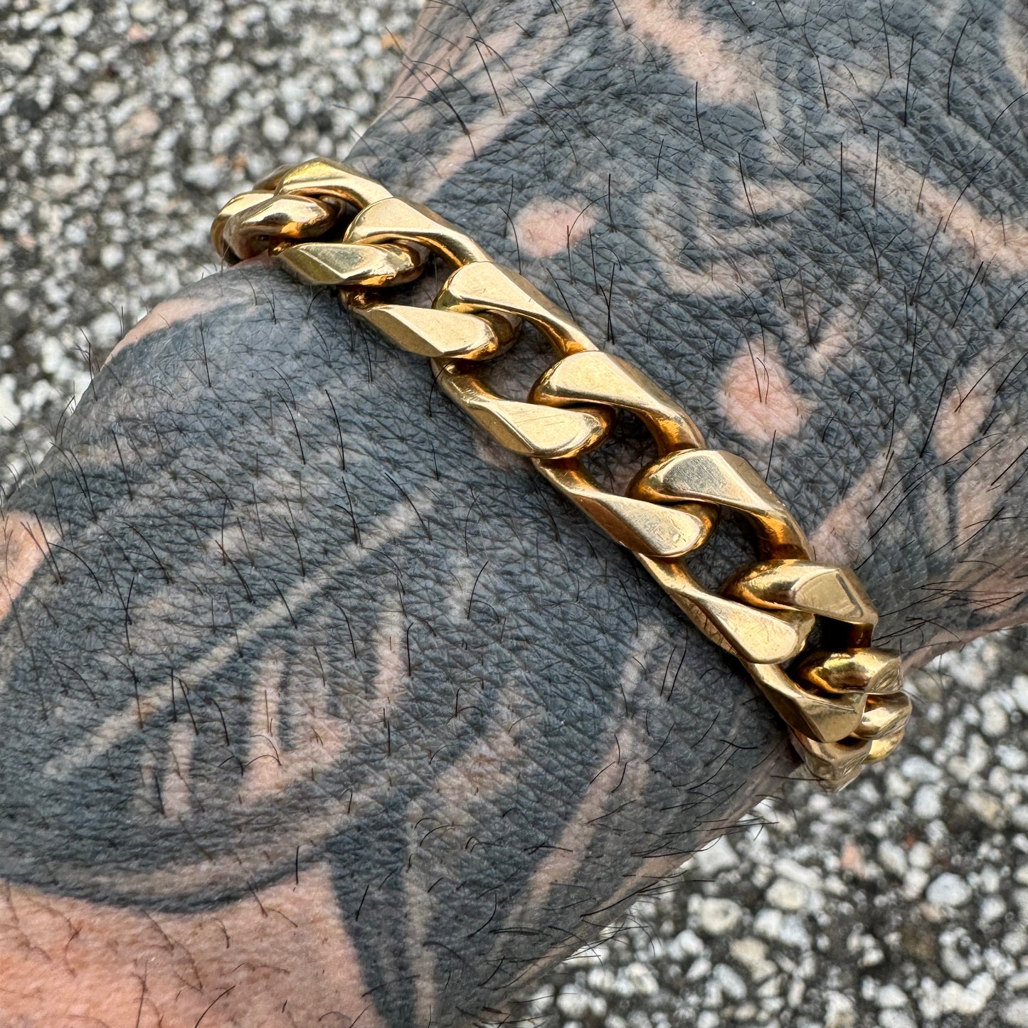 Vintage Solid 14k Yellow Gold Super Heavyweight Chunky Cuban Curb Link Bracelet (8.75”)