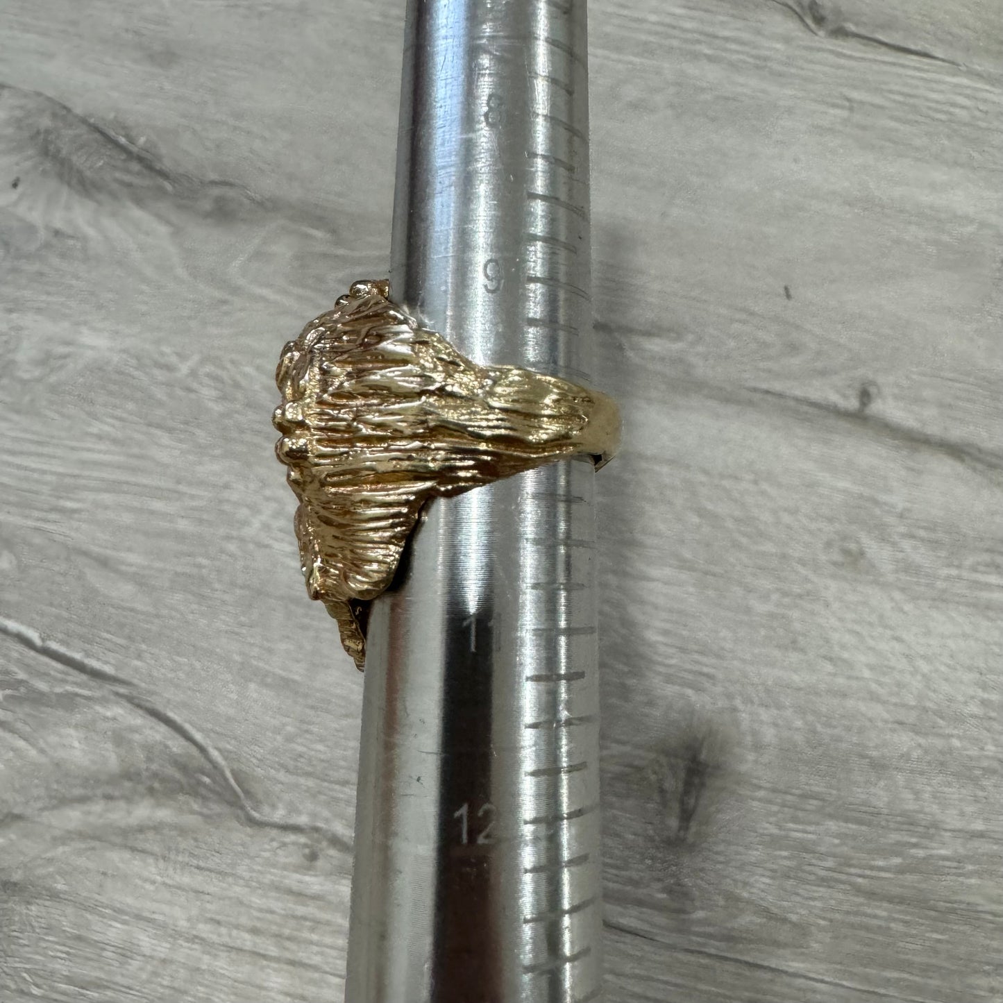 Vintage Custom Made Solid 14k Yellow Gold Natural VS Diamond Heavyweight Dionysus Greek God Ring (11)