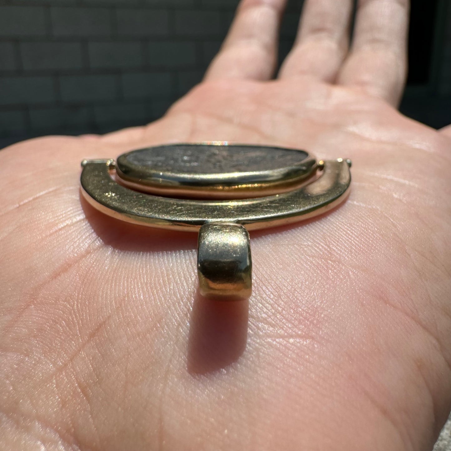 1681 Santa Maria De La Consolación Sea Salvaged Silver 8 Reale Shipwreck Coin Spinning Solid 14k Yellow Gold Pendant