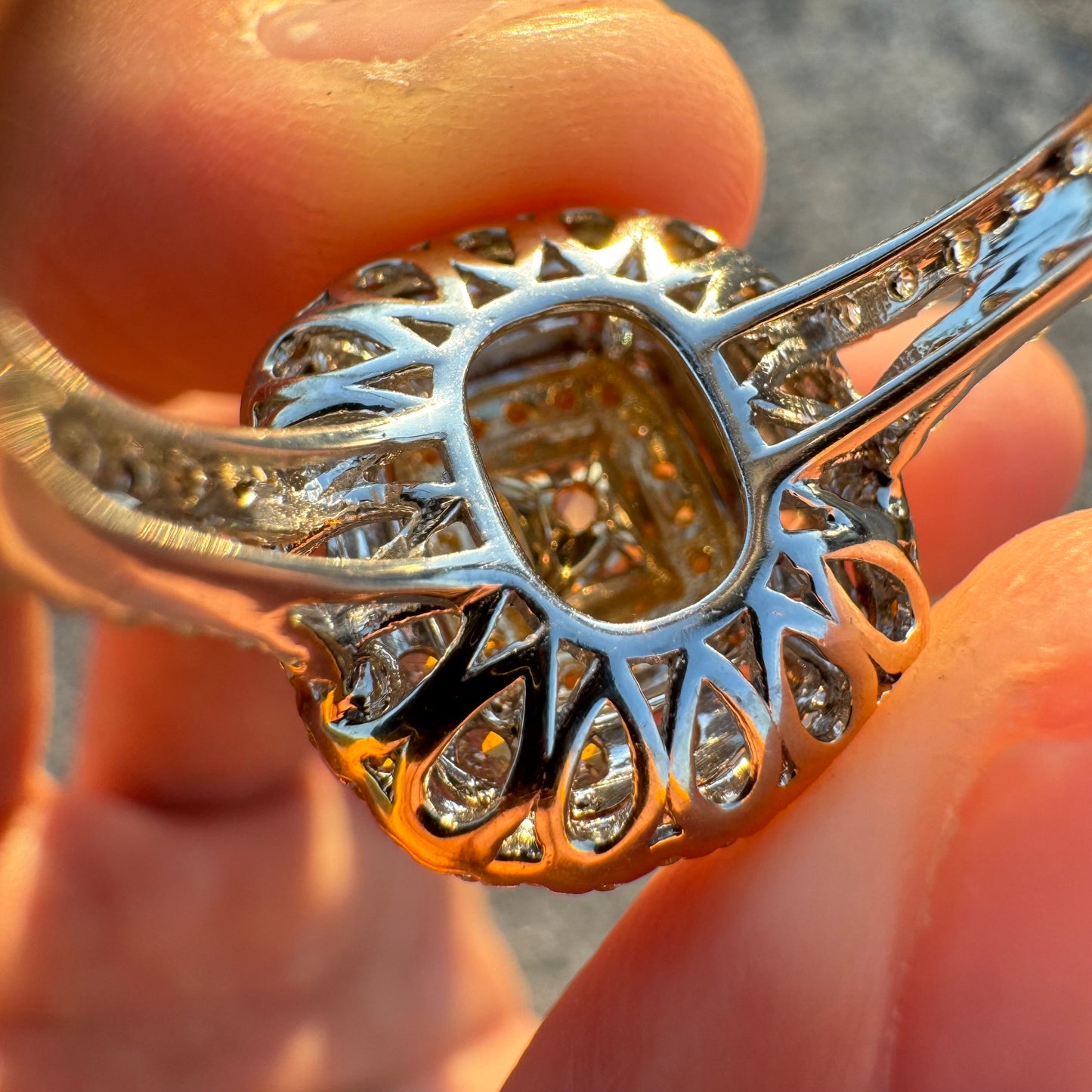 Brand New 14k White Gold 1.15ct Natural VS Cushion Cut Fancy Yellow Diamond 1.59ctw Natural VS Yellow And White Diamond Halo Ring (8)