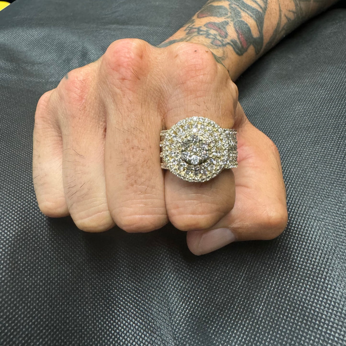 Custom 5.25ctw Natural VS Diamond Cluster 14k Yellow Gold Championship Ring (10.5)