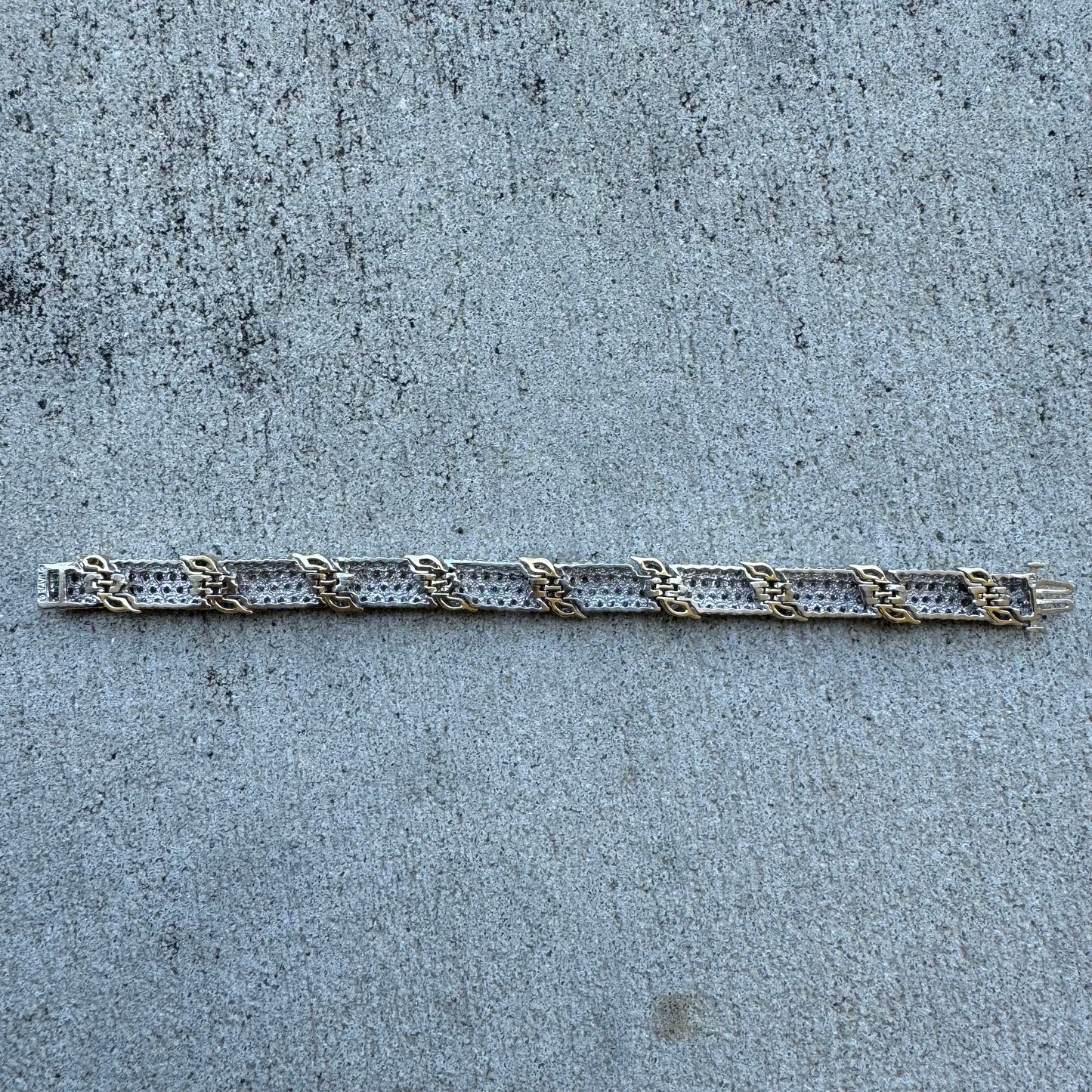 1990’s Two-Tone 14k Gold 7.55CTW Natural Diamond Bracelet (7.15”)