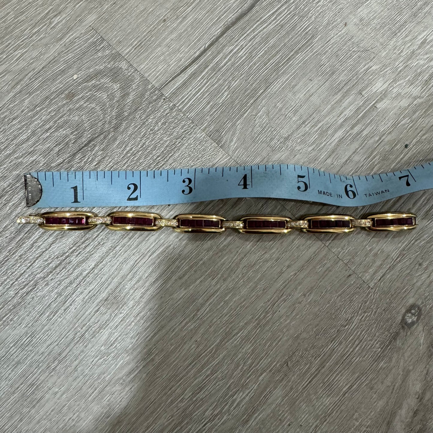 Vintage Custom Solid 18k Yellow Gold 3.0ctw Natural Ruby 1.0ctw Natural Diamond Bracelet (7”)