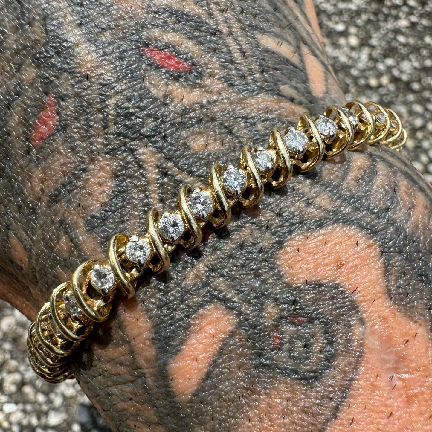 Vintage 3.0CTW Natural Diamond 14k Yellow Gold Tennis Bracelet (7.25”)