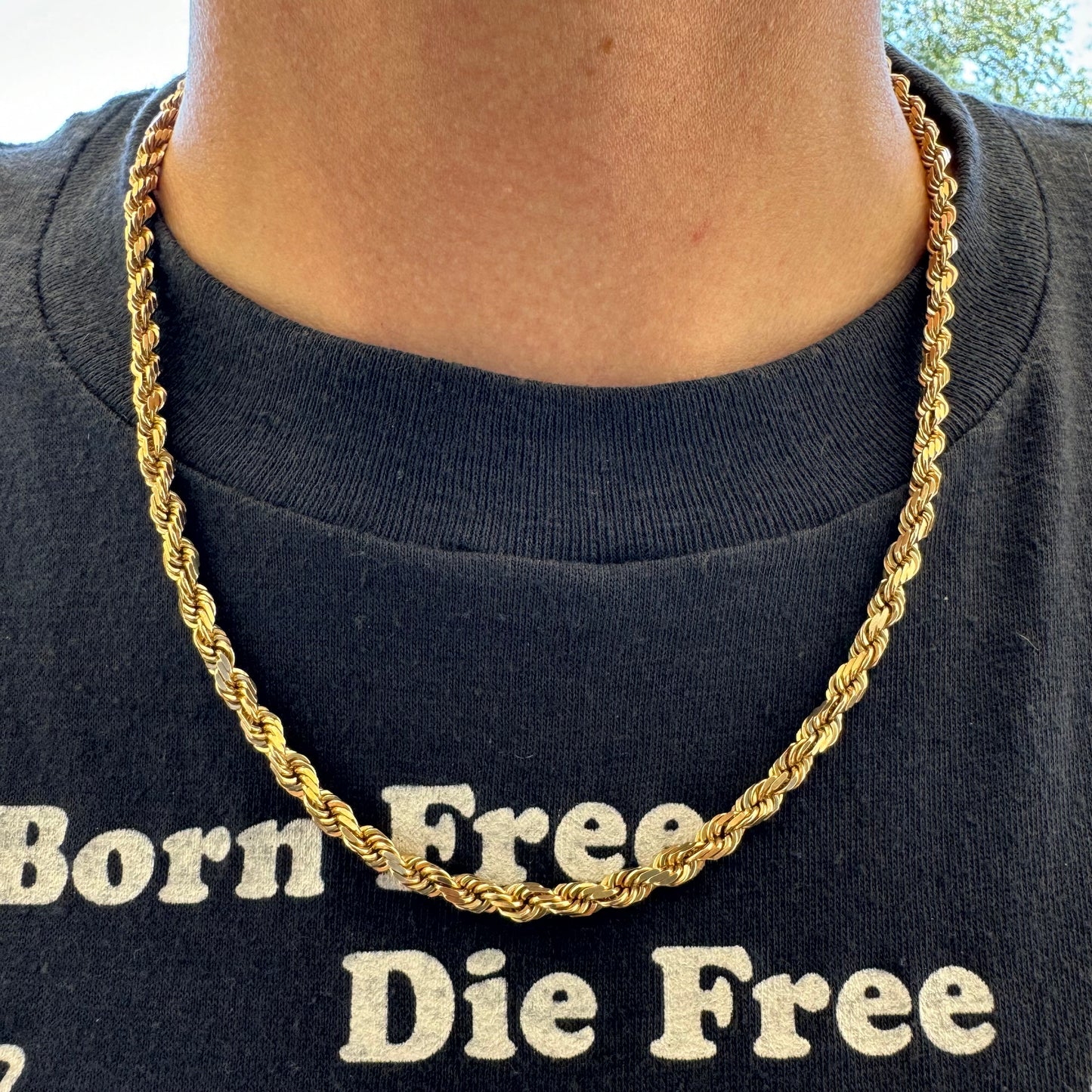 1980’s Solid 14k Yellow Gold Heavyweight Diamondcut Rope Chain Necklace (20.25”)