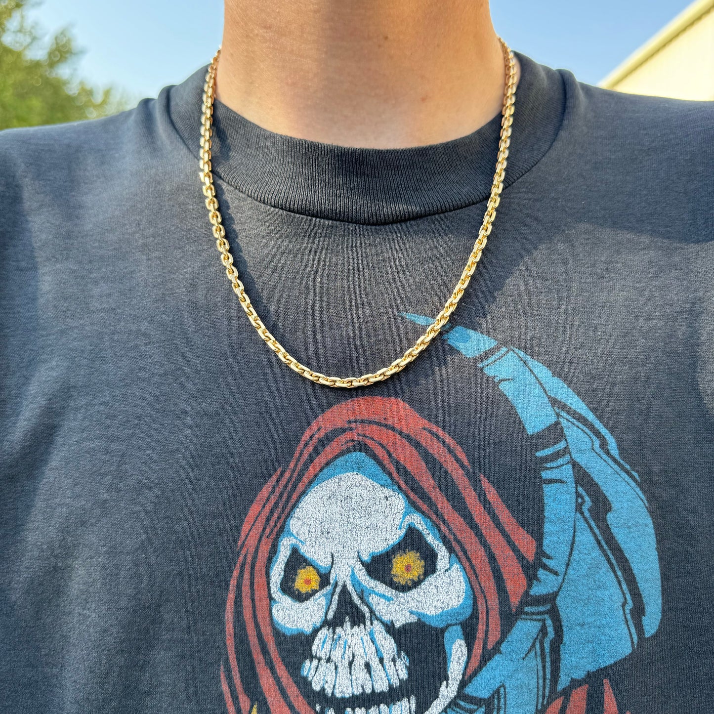 Brand New Solid 18k Gold Handmade “Biker Chain” Anchor Link Necklace (22”)