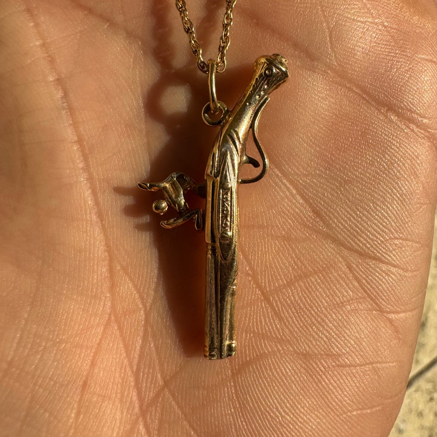 Early 1900’s Solid 10k Yellow Gold Flintlock Pistol Pendant