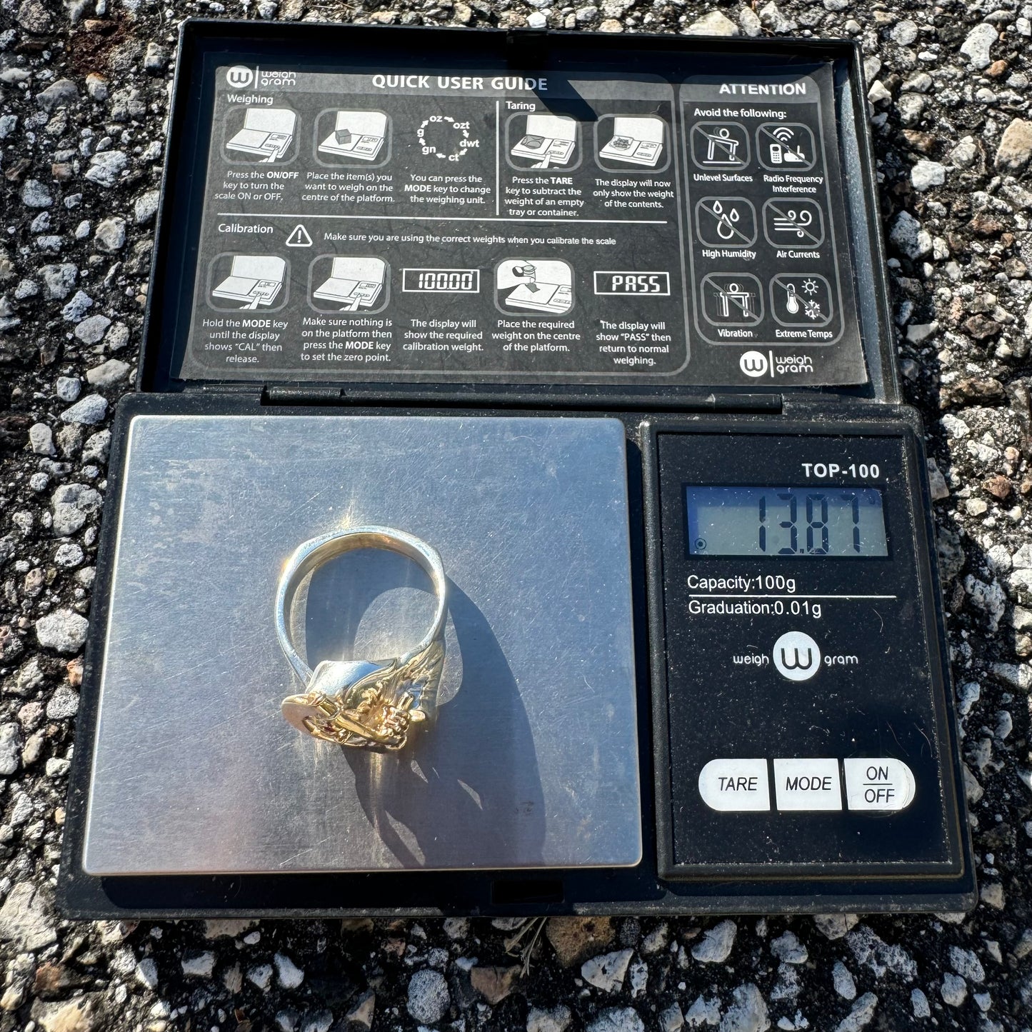 Vintage 14k Yellow Gold And Sterling Silver Grim Reaper Ring (11.75)