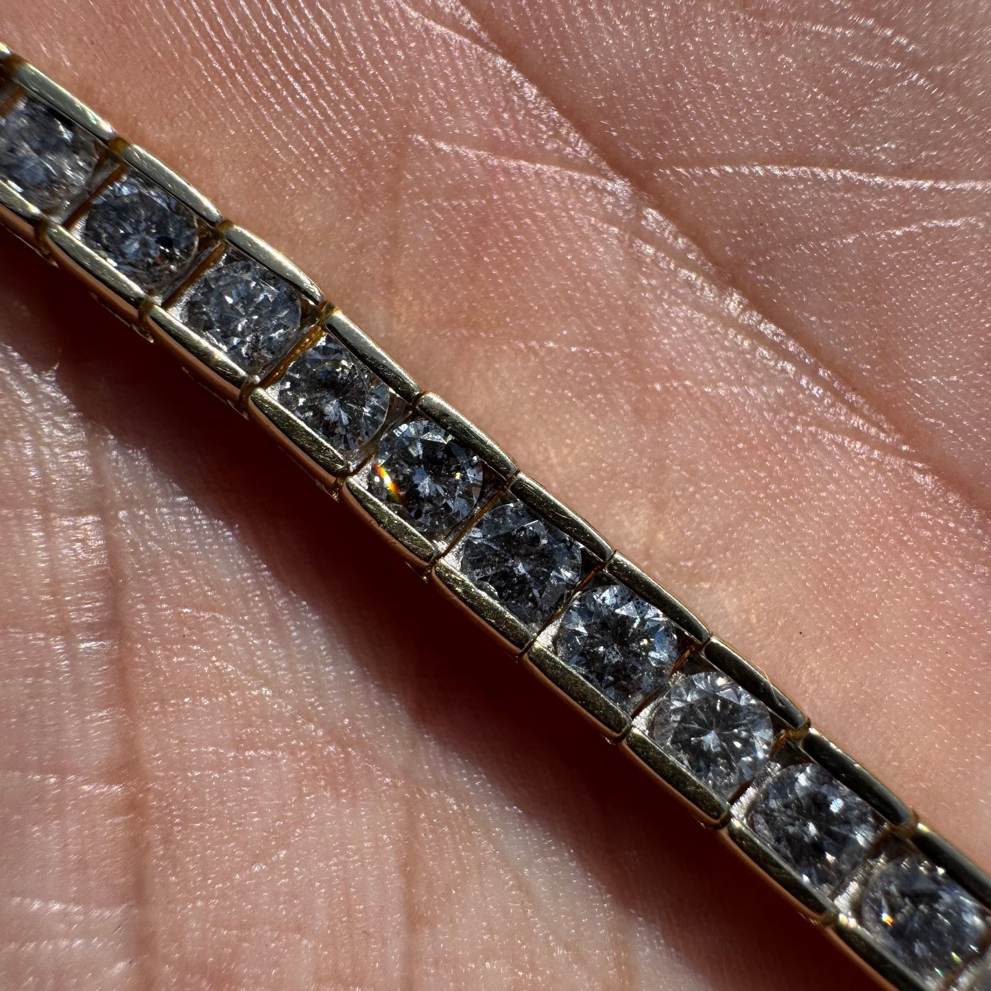 Vintage 7.0ctw Natural Diamond 14k Yellow Gold Channel Set Tennis Bracelet (7.35”)