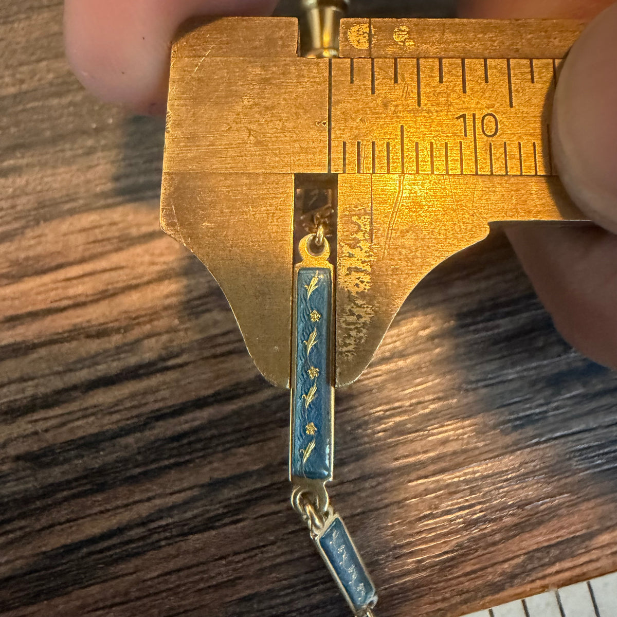 Victorian French 18k Yellow Gold Guilloche Enameled Watch Chain Cigar Cutter Fob Necklace Set (14”)