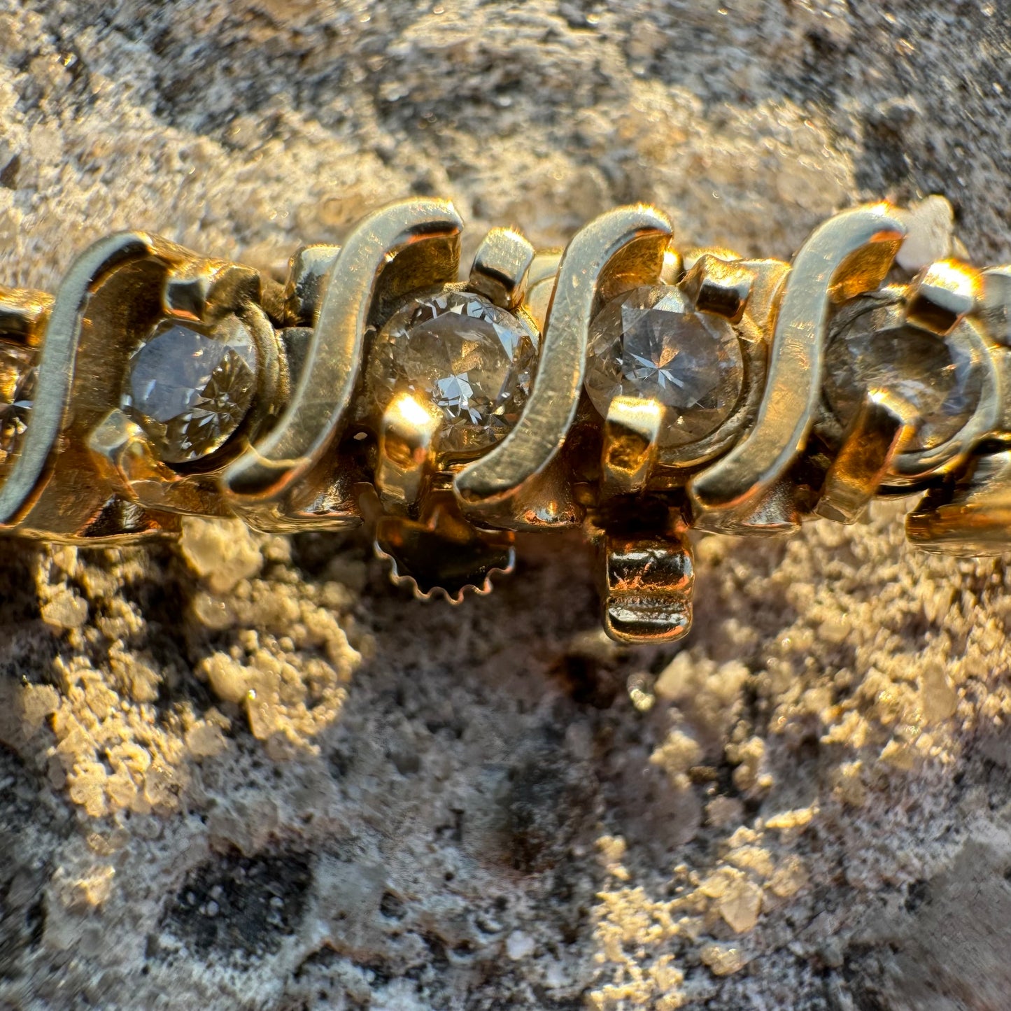 Vintage Solid 14k Yellow Gold 3.0ctw Natural Diamond Heavyweight S-Link Tennis Bracelet (7.25”)