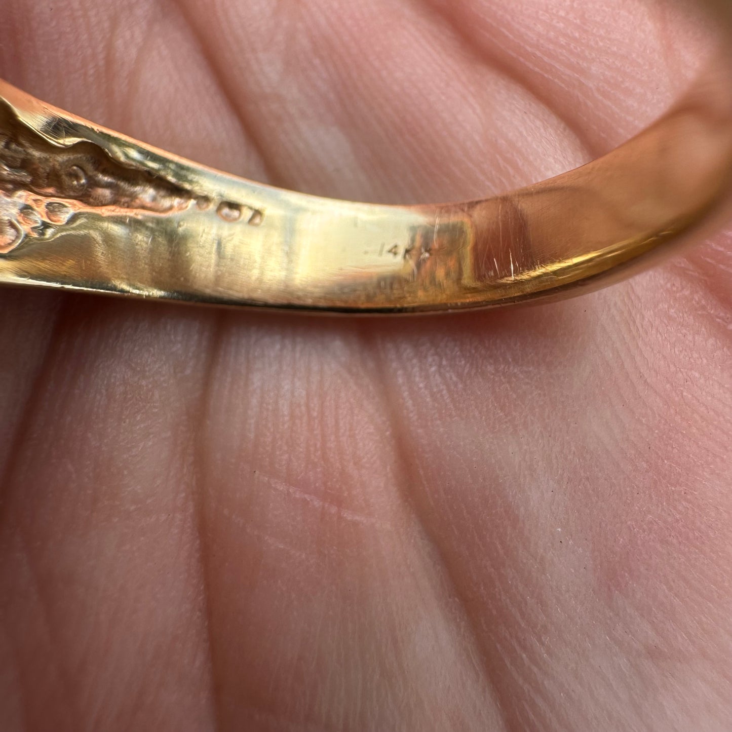 1980’s Solid 14k Yellow Golf Heavyweight Texas Nugget Ring (9.5)