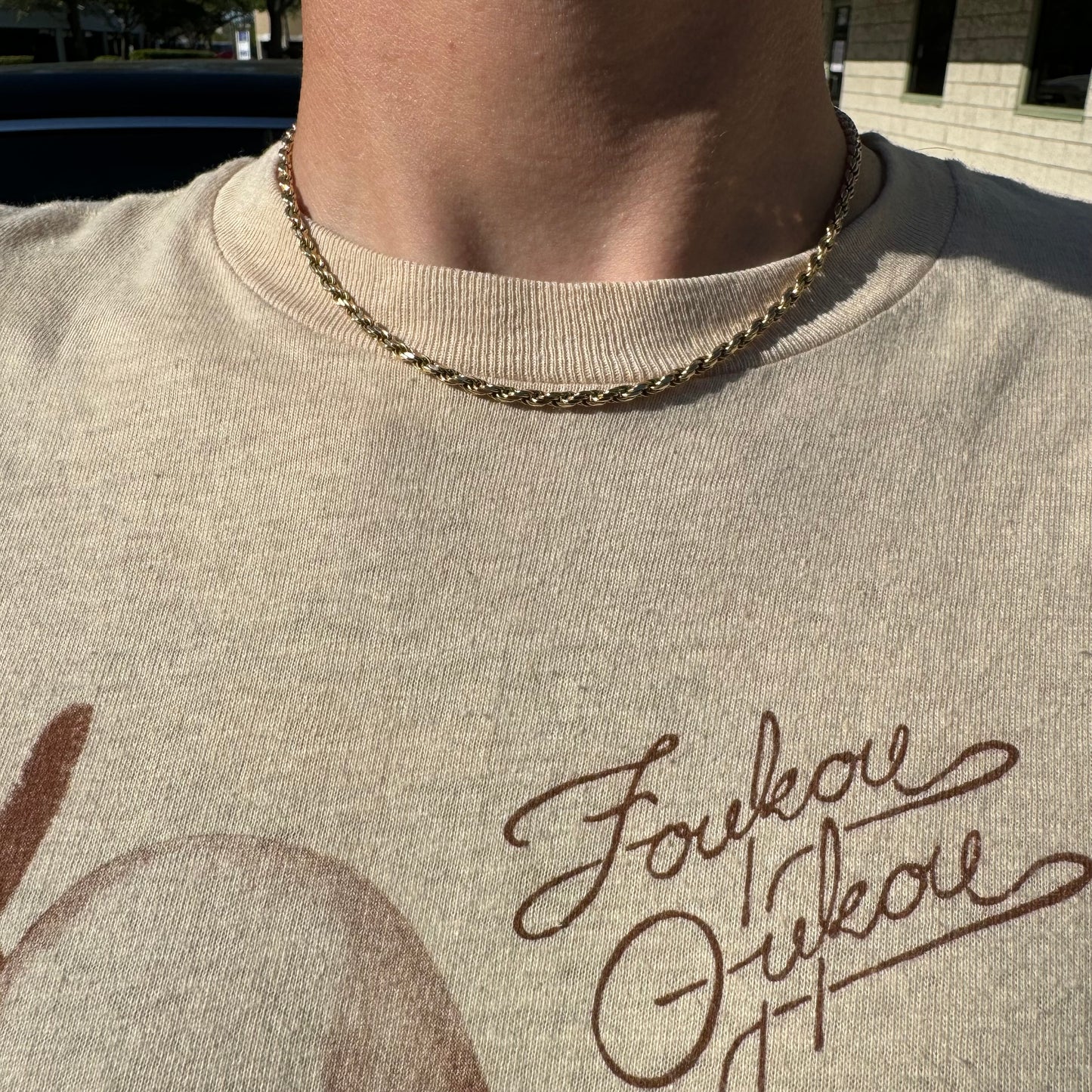 1990’s Solid 14k Yellow Gold Diamondcut Rope Chain Necklace (16.75”)