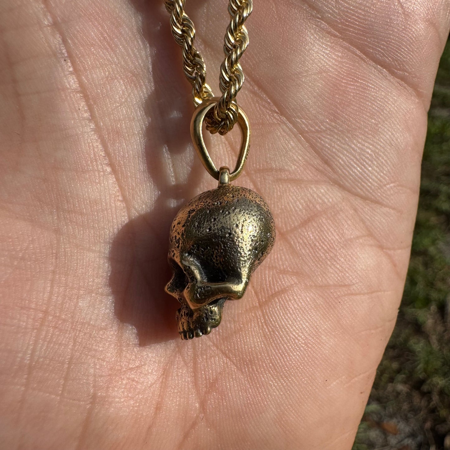 David Yurman Solid 18k Yellow Gold Memento Mori Skull Amulet Pendant