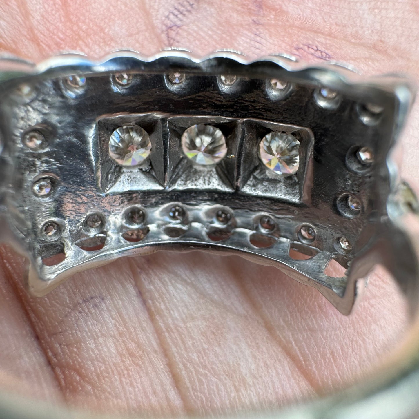 Circa 1930’s-1950’s 14k White Gold .95CTW VS Clarity Natural Diamond Art Deco Ring (5.25)