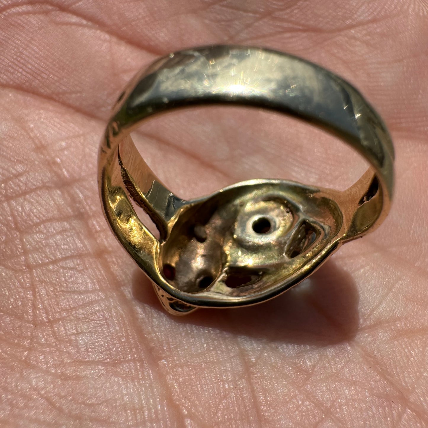Mid-Century 10k Yellow Gold .45CTW Old Euro Cut Natural Diamond Cluster Snake Ring (8)