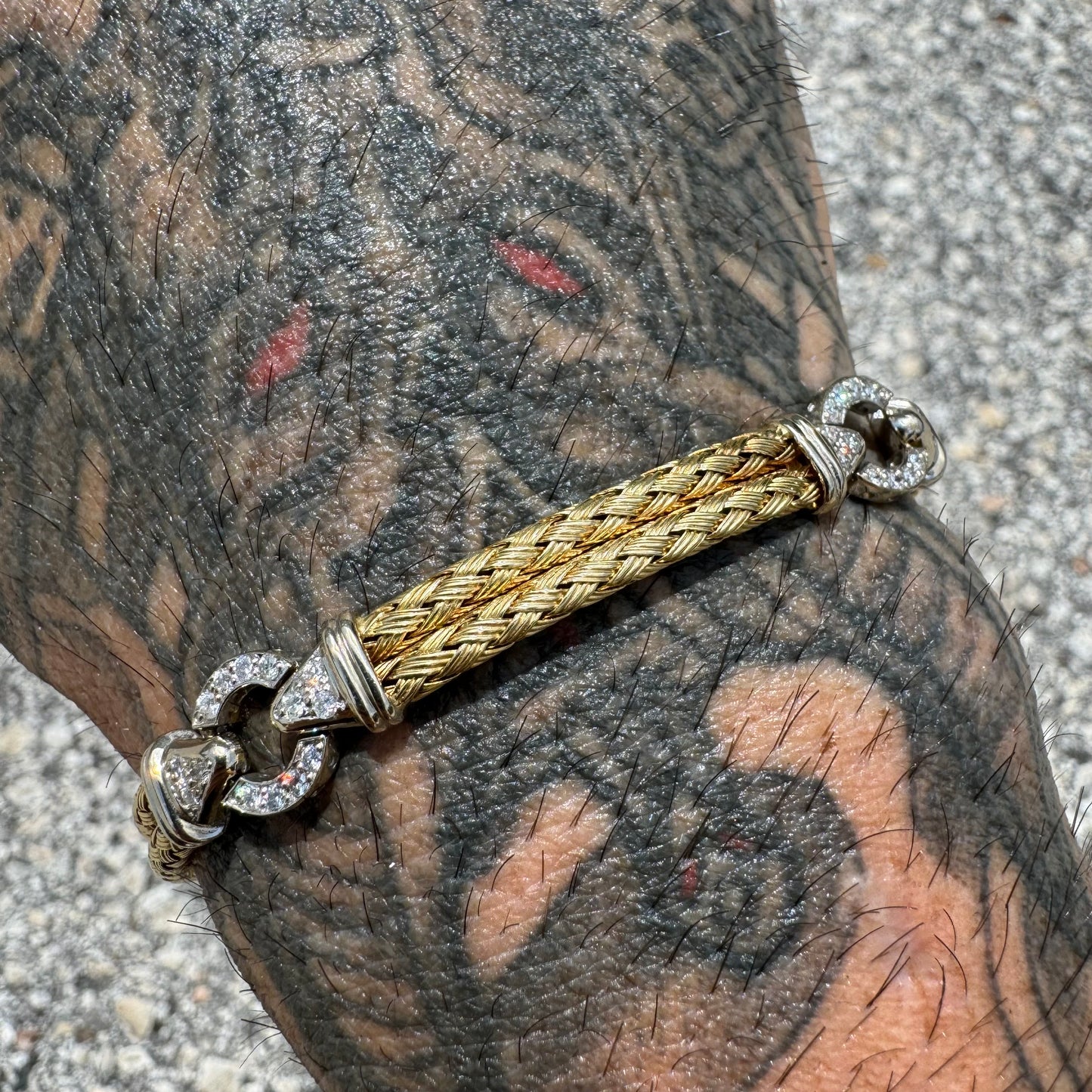 High End 14k Gold 1.4CTW Natural VS Diamond Mesh Link Bracelet By Daniel W. (7.5”)