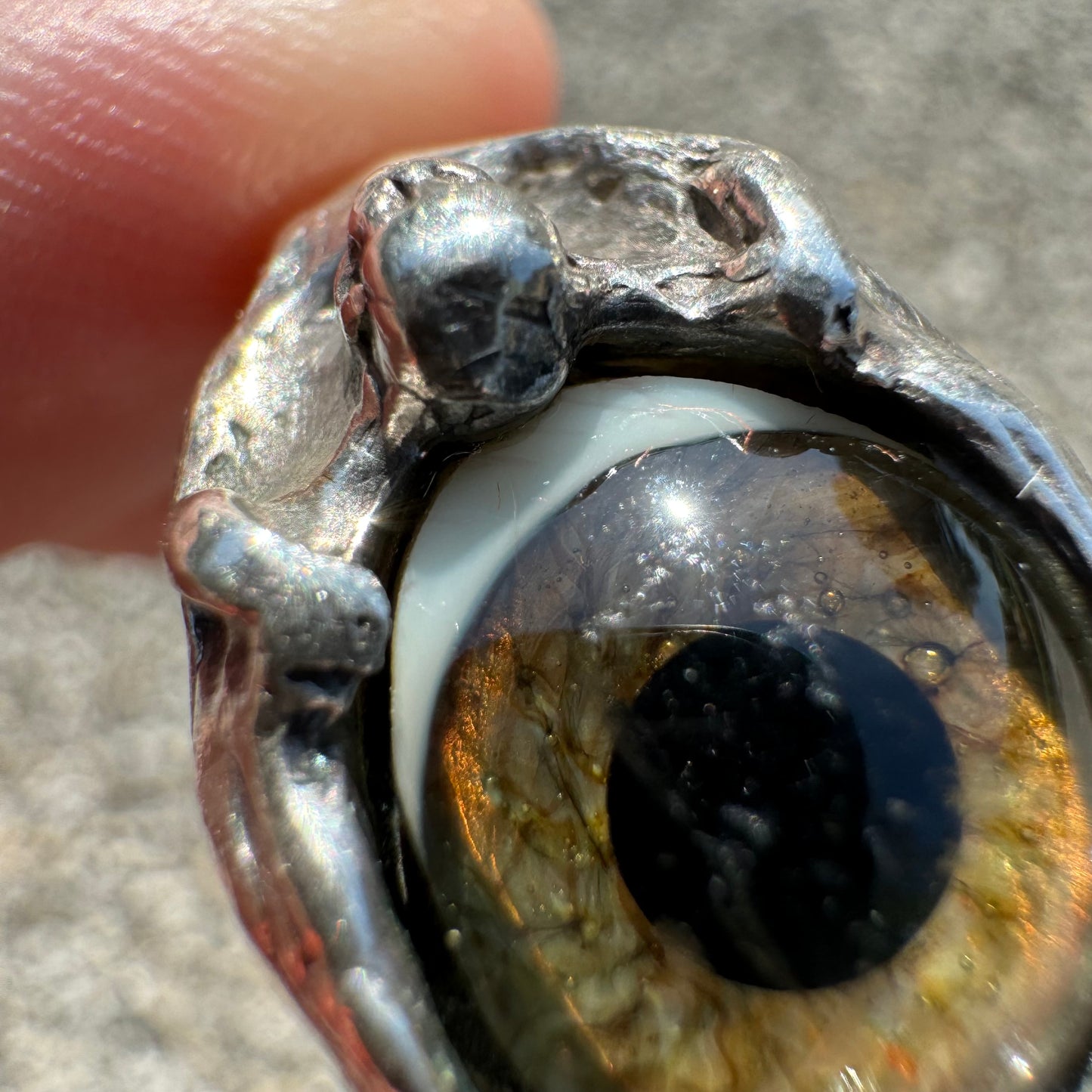 Pre-WW2 Heavyweight Sterling/.925 Prosthetic Eye Cherub Ring (11)