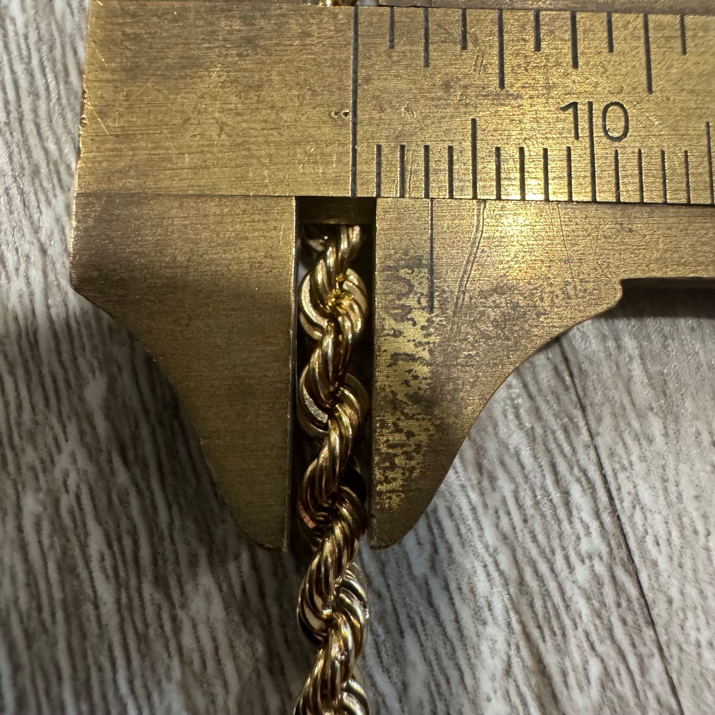 Mid-Century Solid 14k Yellow Gold Classic Braided Rope Bar Link Necklace (16.25”)
