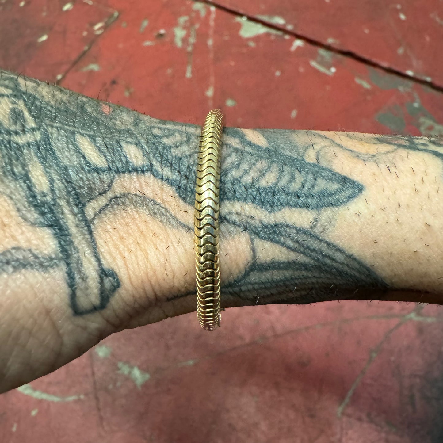 1980’s Solid 14k Yellow Gold Chunky Snake Chain Bracelet (6.75”)