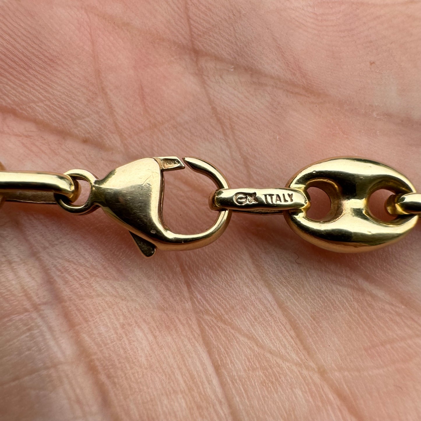 Vintage 14k Yellow Gold Italian Puffed Gucci Link Necklace (21”)