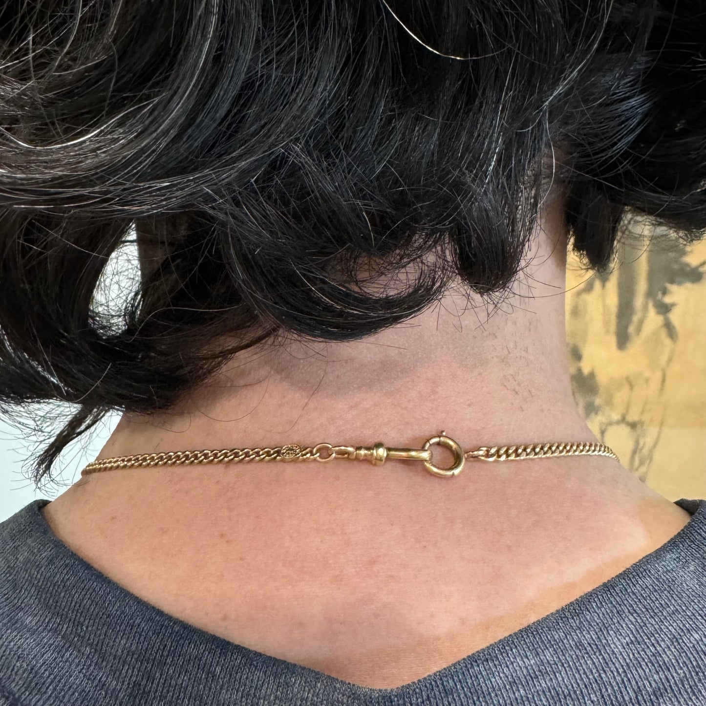 1922 Solid 14k Buttery Yellow Gold Sliding Double Albert Curb Link Watch Chain Necklace (22.25”)