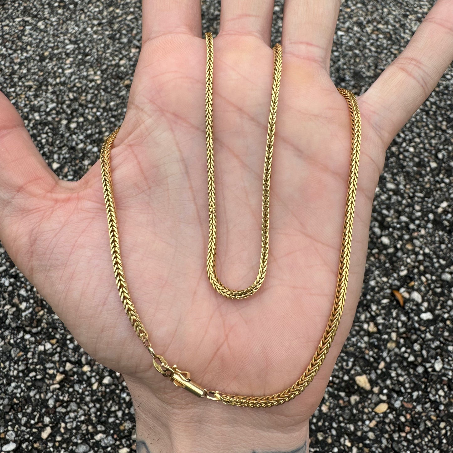 Vintage Solid 18k Yellow Gold Old School Italian Franco Link Necklace (19.5”)