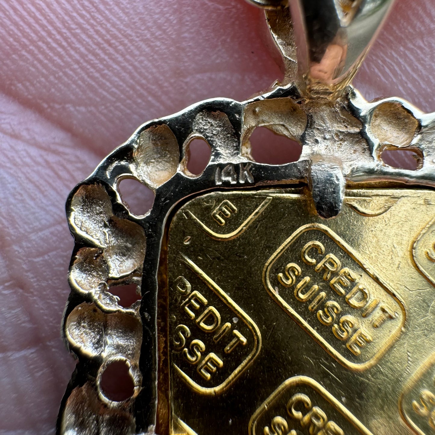 Vintage Pure .999 24k Gold 5g Credit Suisse Nugget Pendant