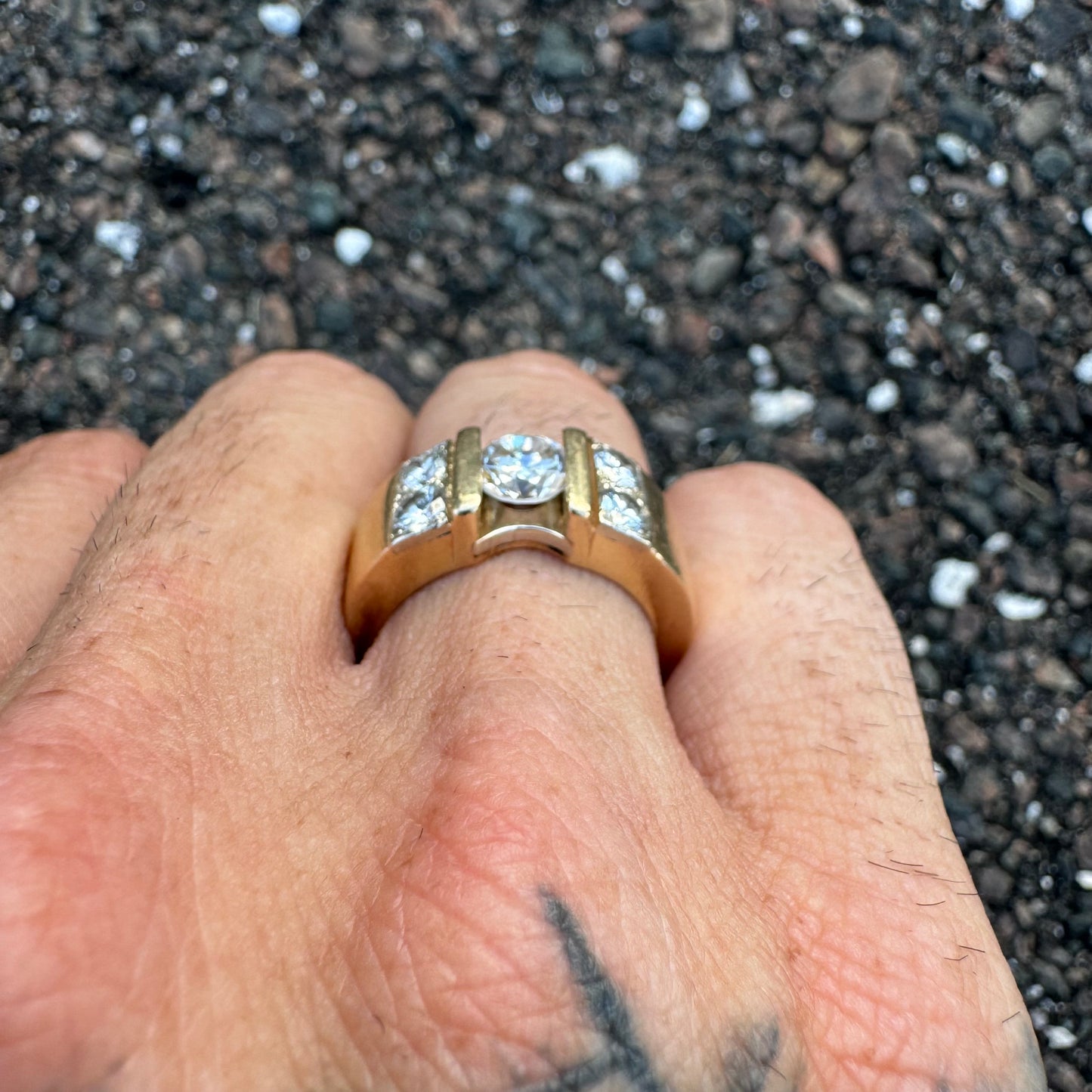 Vintage 1.25ctw Natural Diamond Solid 14k Yellow Gold Heavyweight Custom Ring (8)