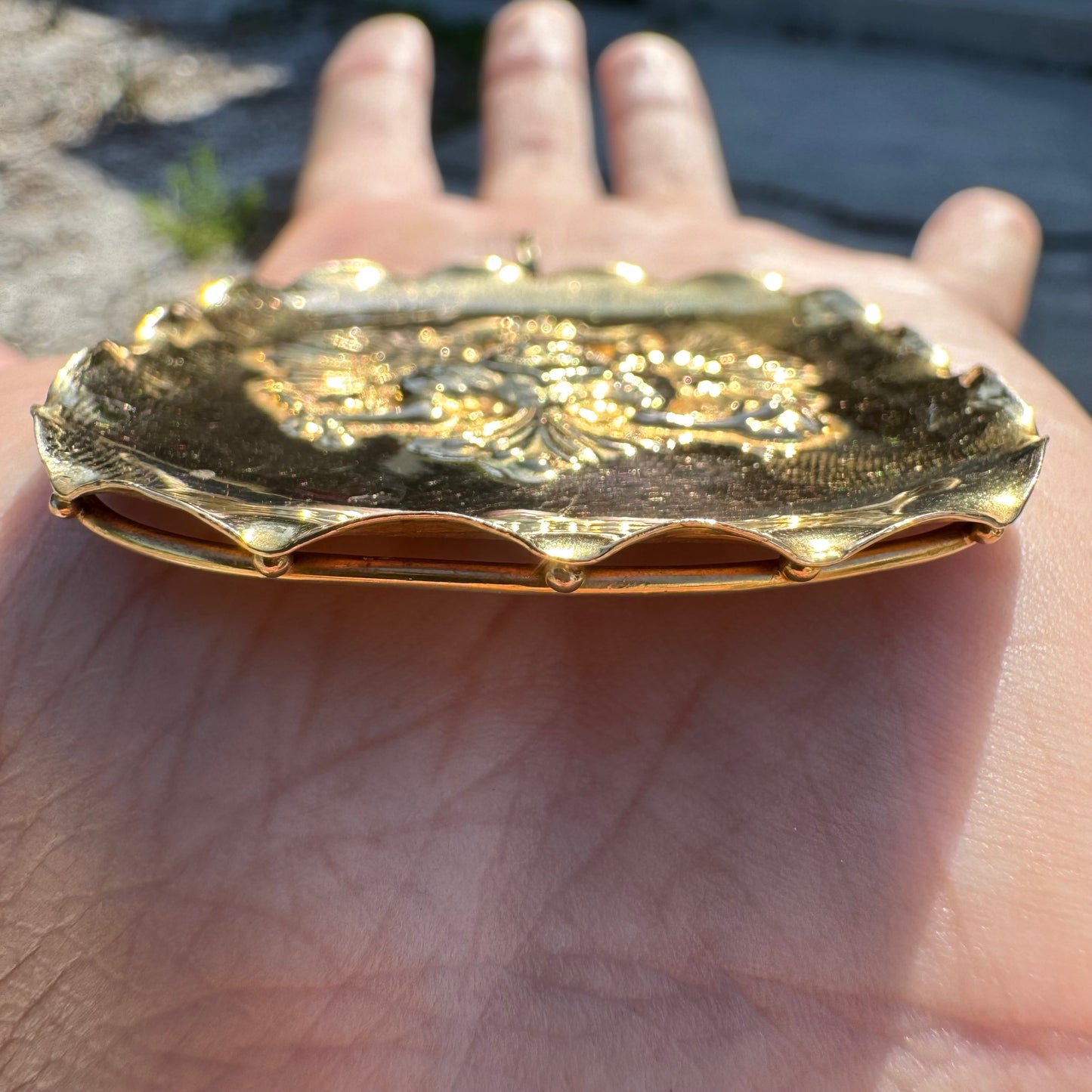Vintage Designer Handmade Solid 18k Yellow Gold Large Russian Coat of Arms Imperial Double Eagle REPOUSSÉ Pendant