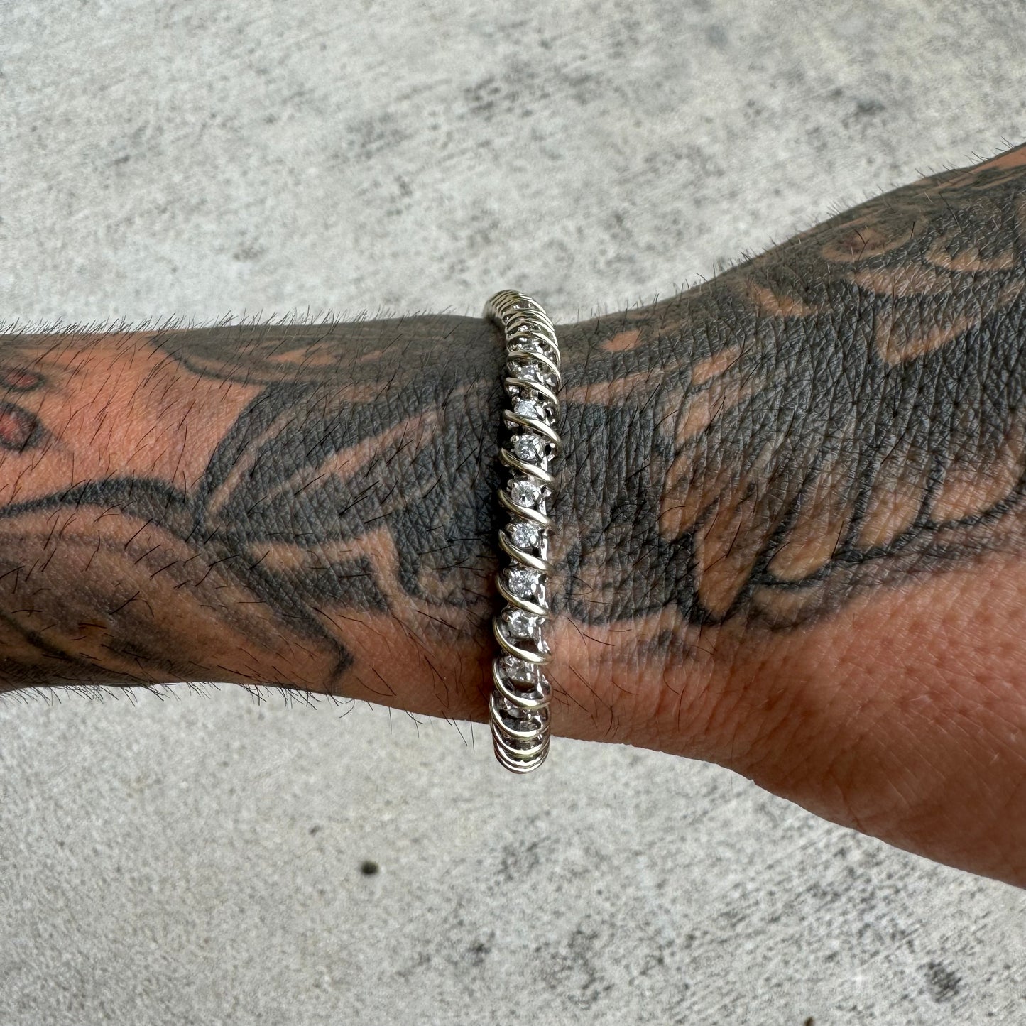 Vintage 14k White Gold 2.0ctw Natural Diamond Tennis Bracelet (7”)