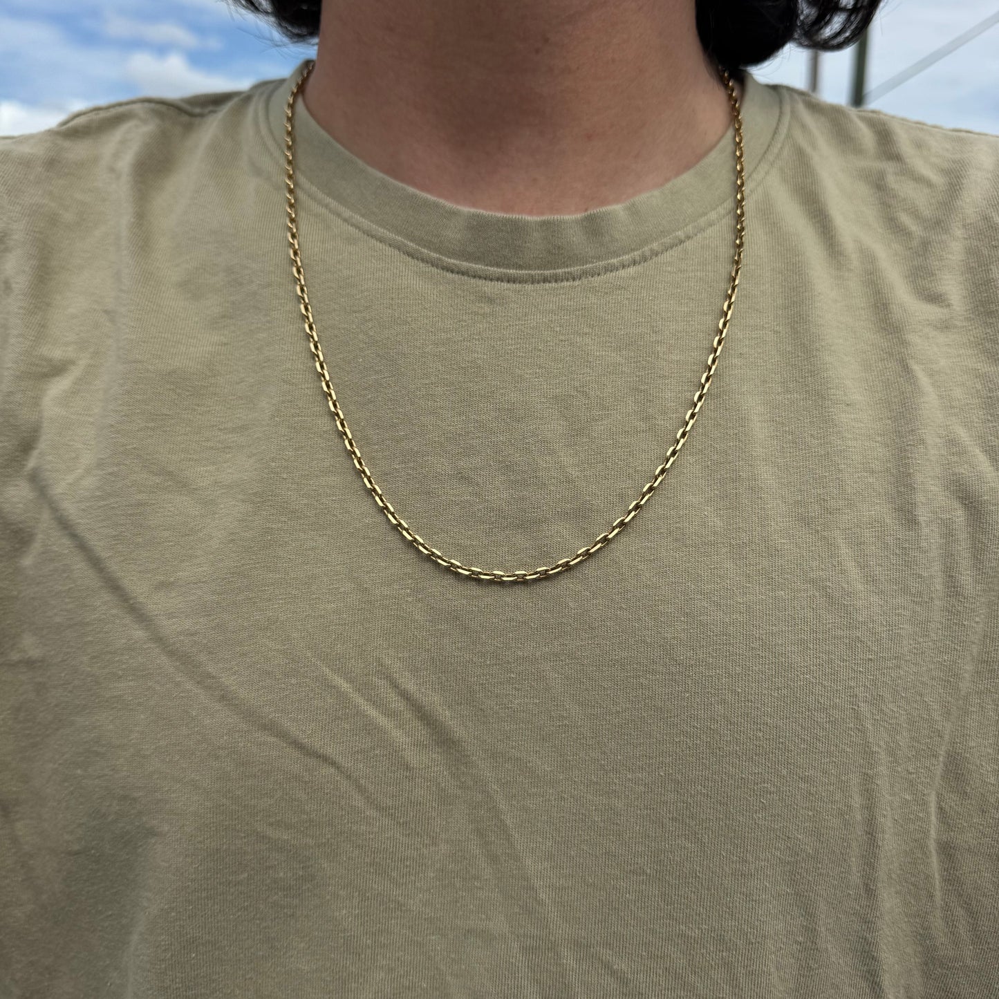 Solid 14k Yellow Gold Knife Edged “Biker Chain” Anchor Link Necklace (24”)