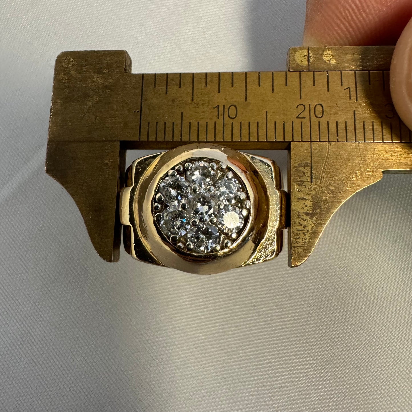 1970’s/80’s 14k Yellow Gold Rolex Style .75CTW Natural Diamond Kentucky Cluster Ring (6.5)