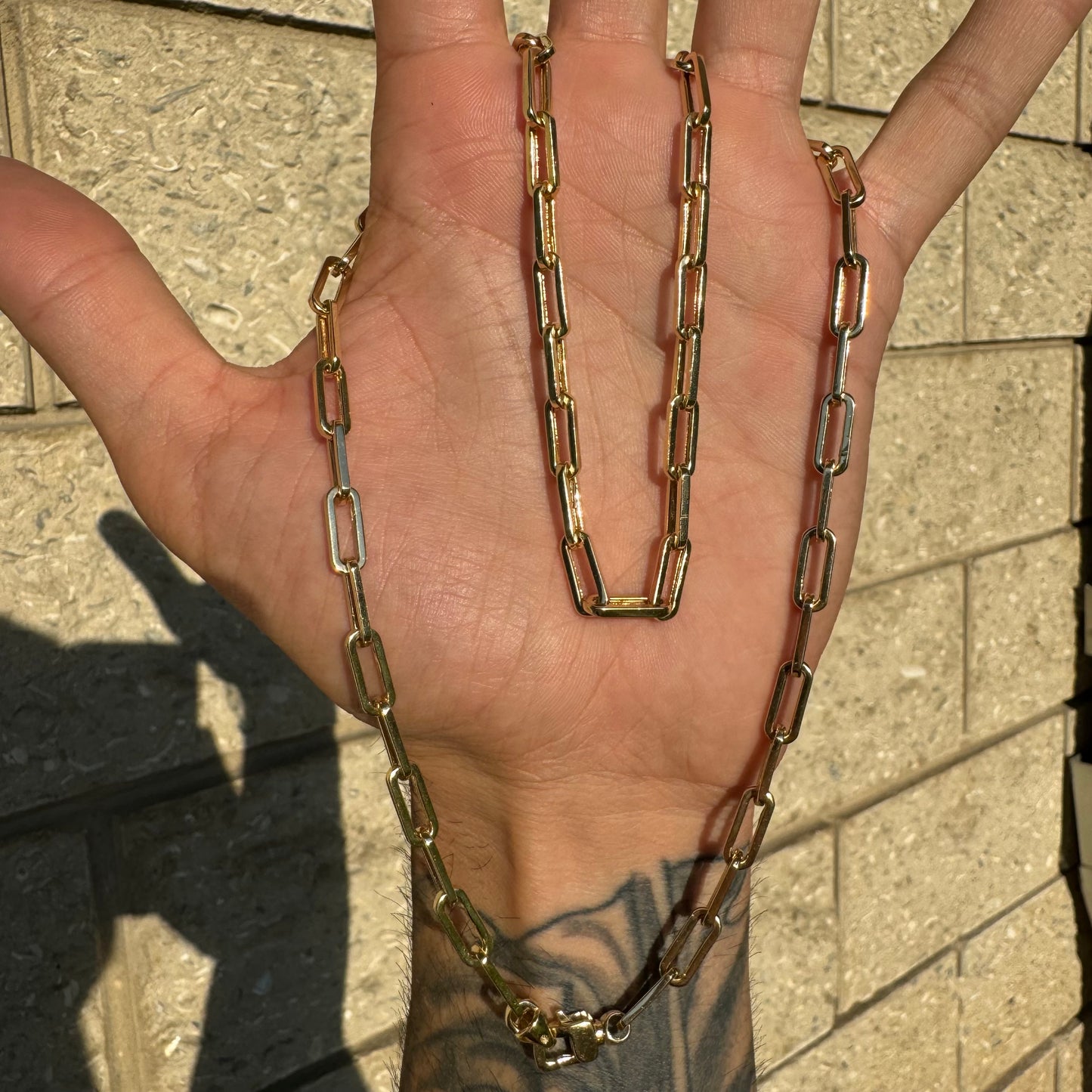 Brand New Solid 14k Yellow Gold Paperclip Link Necklace (22”)