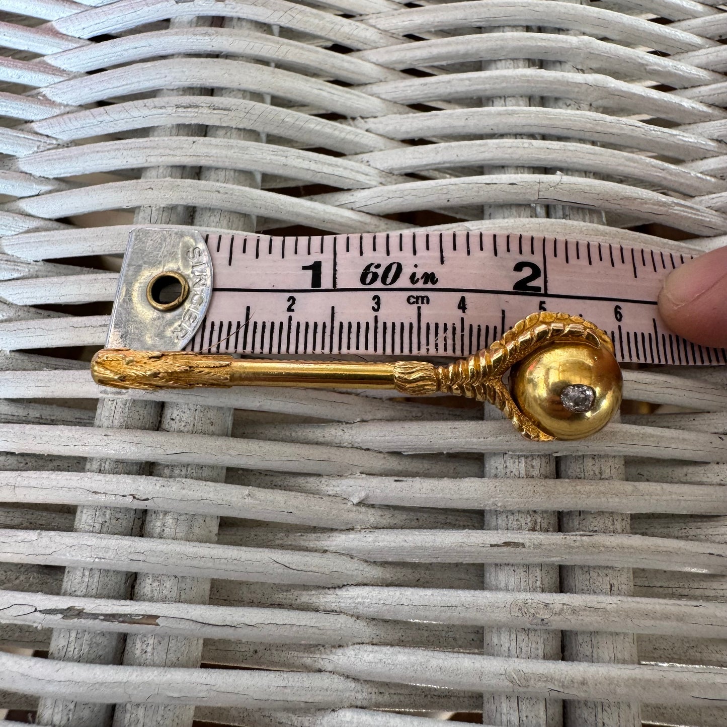 Mid 1800’s Solid 19k Yellow Gold Natural Old Mine Cut Diamond Eagle Claw Club Pendant