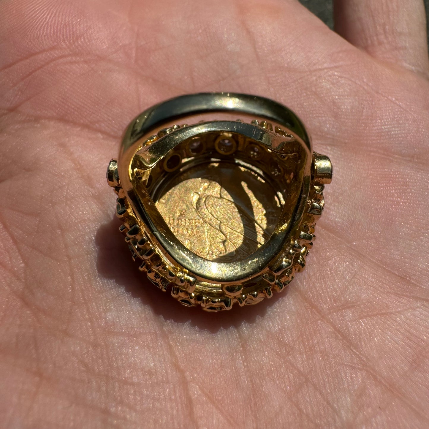 1925 $2.50 Indian Head Gold Coin 14k Yellow Gold 1.25ctw Natural VS Diamond Brutalist Ring (5)