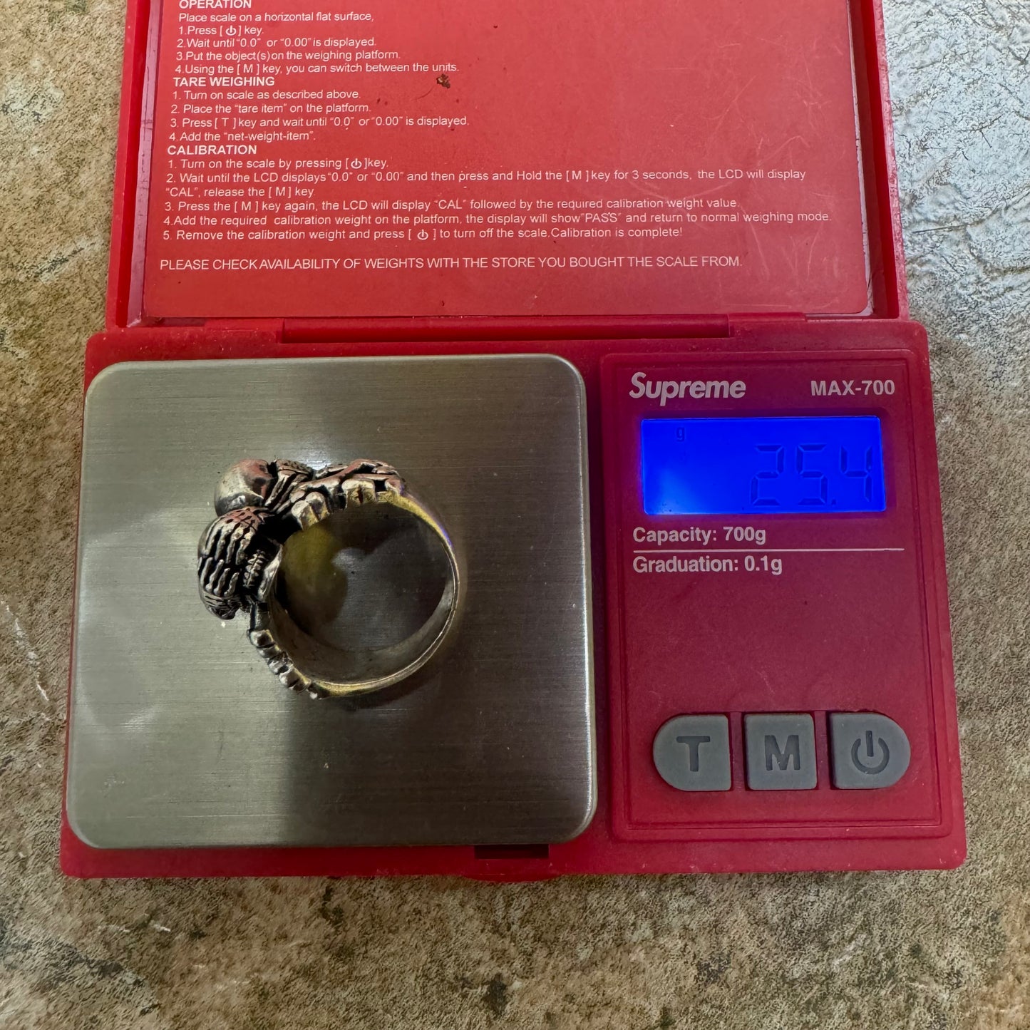 Heavyweight Sterling/.925 See,Speak,Hear No Evil Skull Ring (10.5)