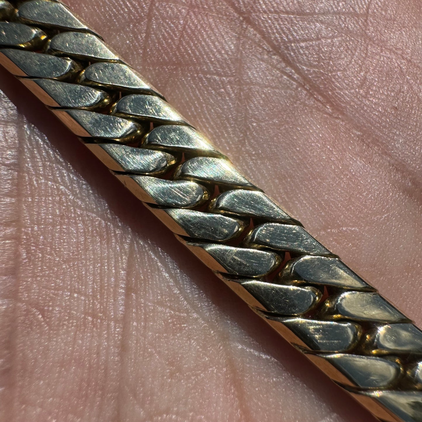 Vintage Solid 14k Yellow Gold Old School Sleek Miami Cuban Link Bracelet (8”)