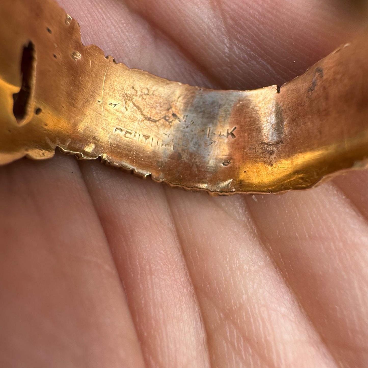 Vintage Solid 14k Yellow Gold Designer Made Heavyweight .50CTW Natural Diamond Cluster Brutalist Ring (10.5)
