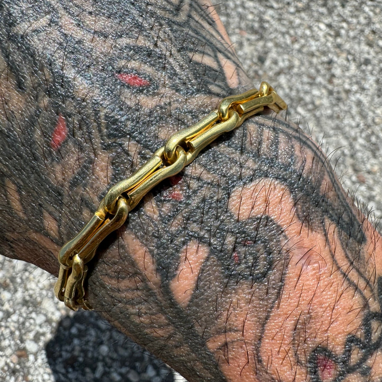 Vintage Solid 14k Yellow Gold Unique Link Designer Bracelet By “La Pepite”(8”)