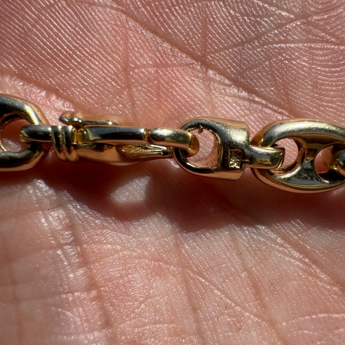 Vintage Solid 14k Yellow Gold Heavy Chaine D Ancre Puffed Gucci Link Bracelet (9”)