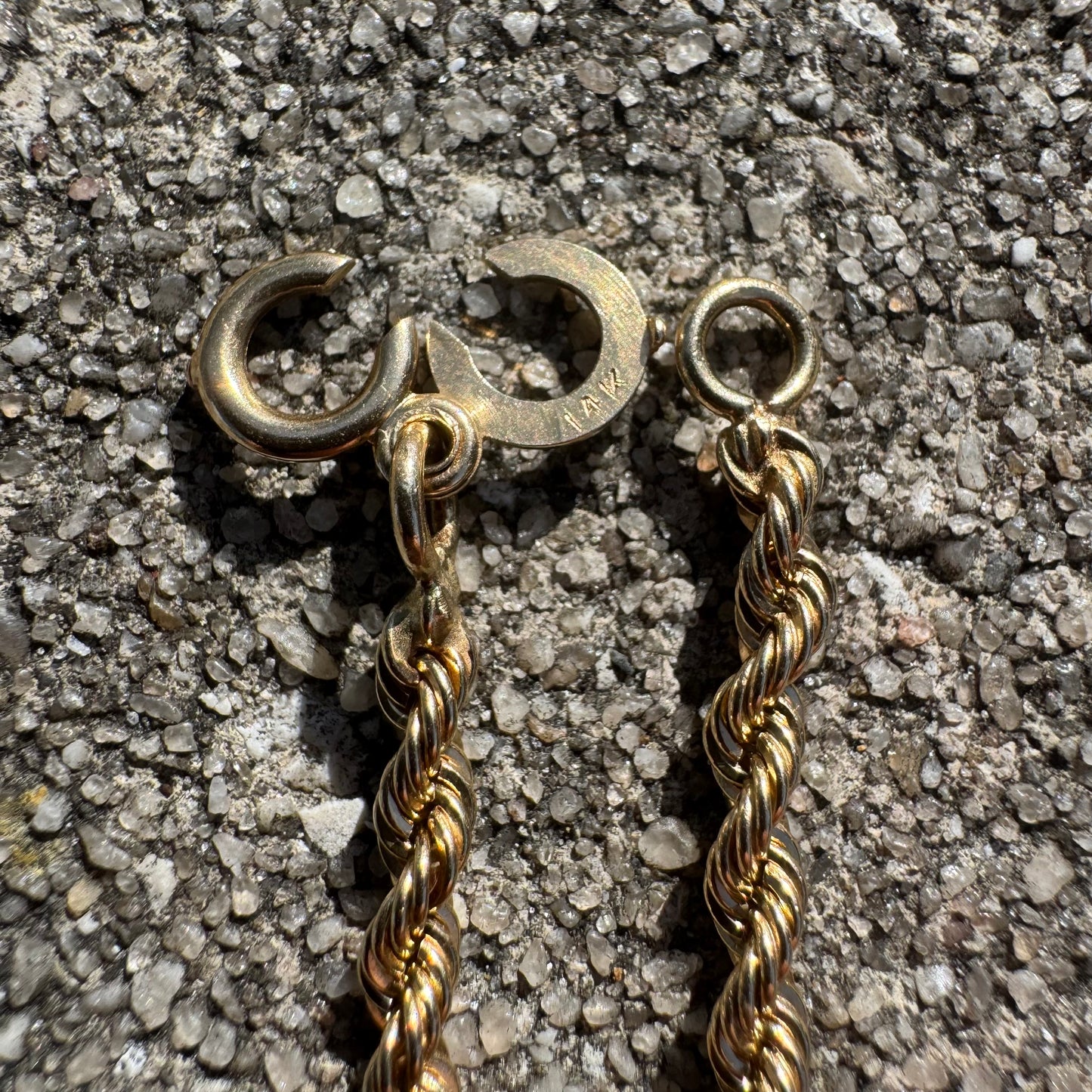 Mid-Century Solid 14k Yellow Gold Classic Braided Rope Bar Link Necklace (16.25”)