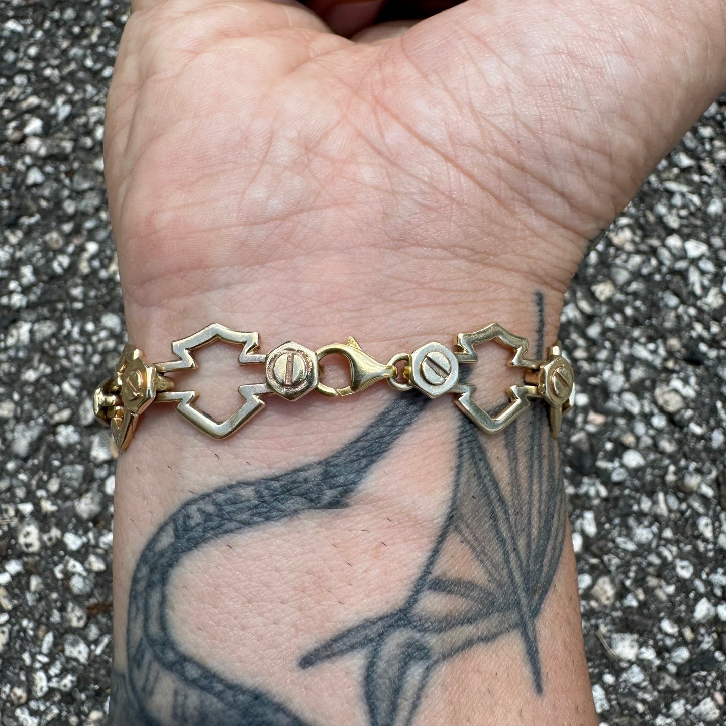 Vintage Solid 10k Yellow Gold Officially Licensed Harley-Davidson Bracelet (8.5)”
