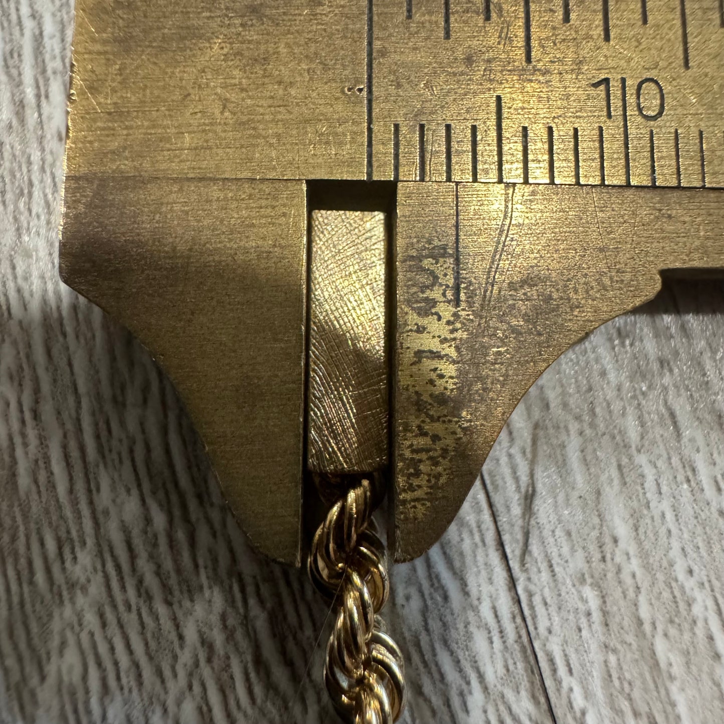 Mid-Century Solid 14k Yellow Gold Classic Braided Rope Bar Link Necklace (16.25”)