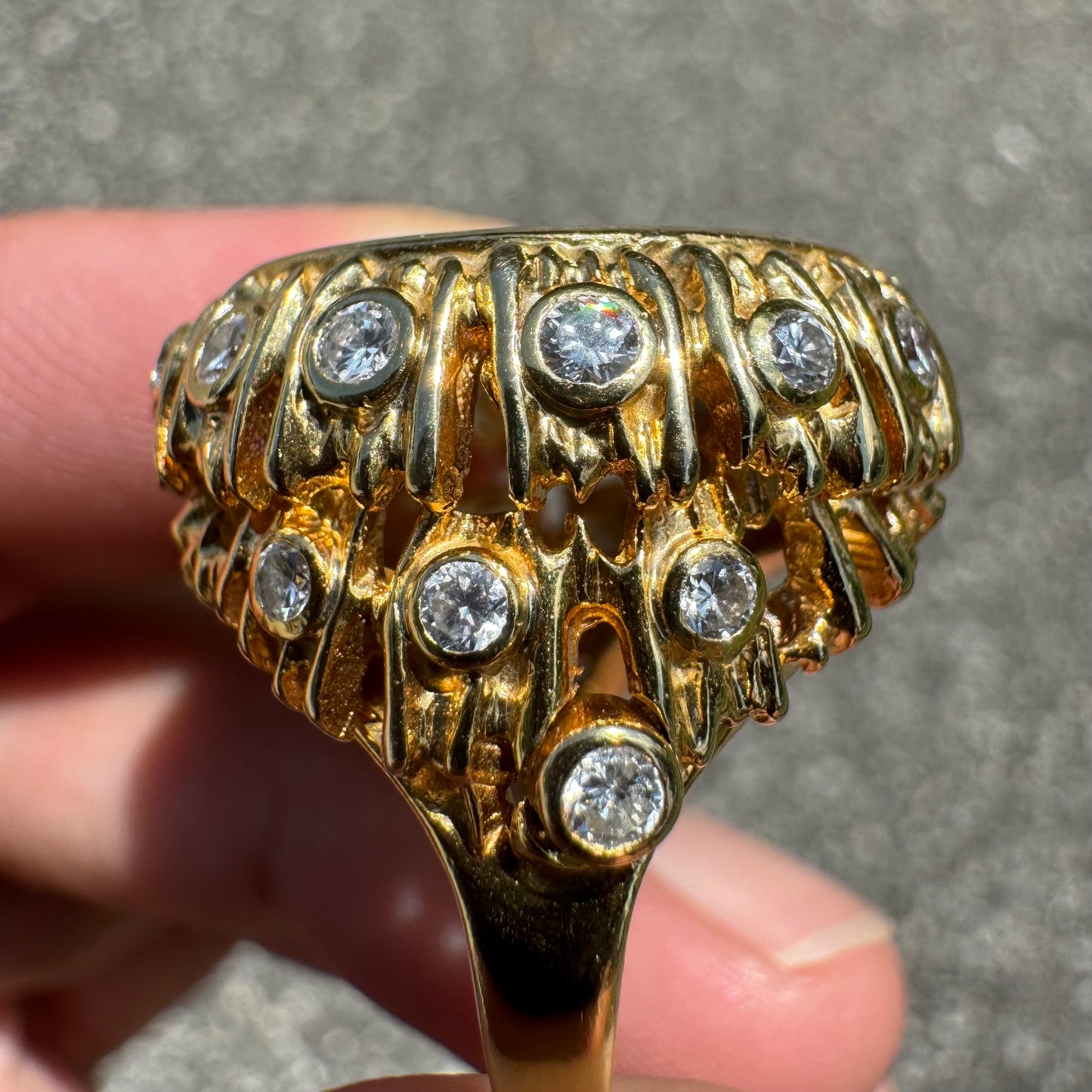 1925 $2.50 Indian Head Gold Coin 14k Yellow Gold 1.25ctw Natural VS Diamond Brutalist Ring (5)