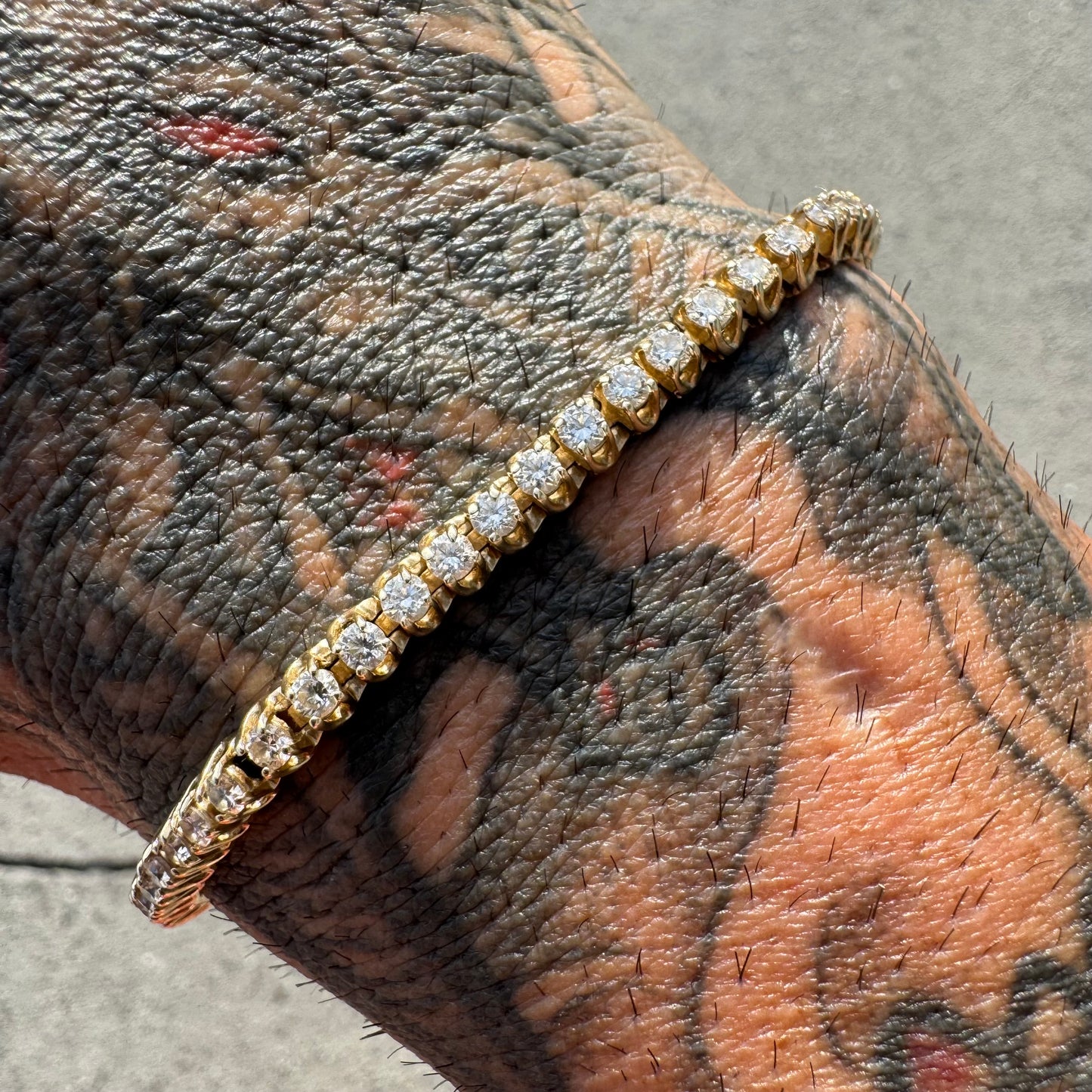 Vintage 14k Yellow Gold Classic 3.0ctw Natural Diamond Tennis Bracelet (7”)