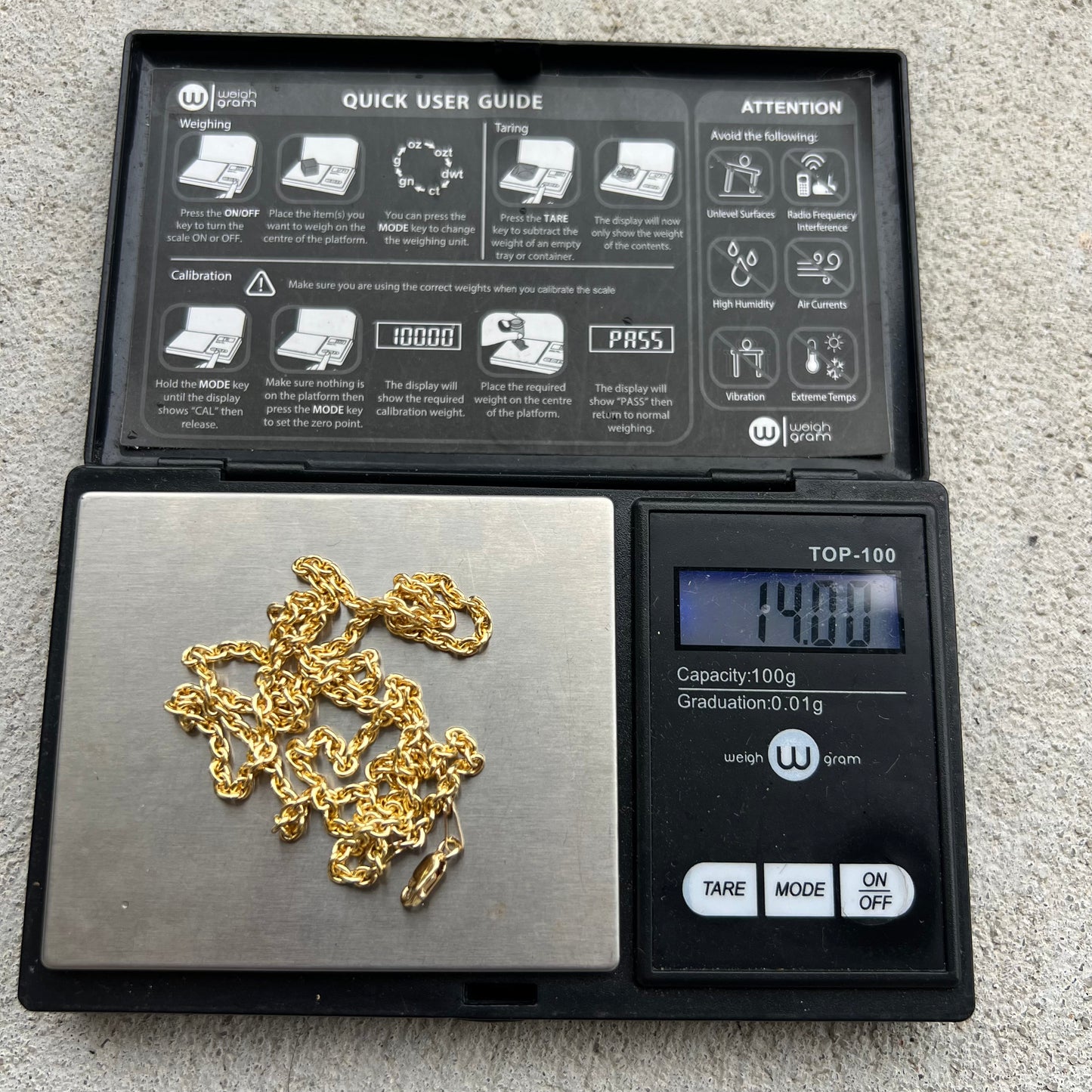 Solid 14k Yellow Gold Heavy Cable Chain Link Necklace (22”)