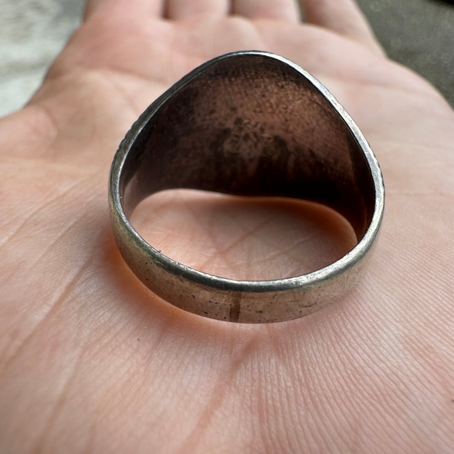 Extremely Rare 1930’s Sterling Silver Floral Engraved Longhorn Ring By Bell Trading Post