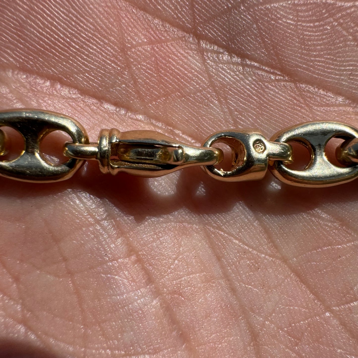 Vintage Solid 14k Yellow Gold Heavy Chaine D Ancre Puffed Gucci Link Bracelet (9”)