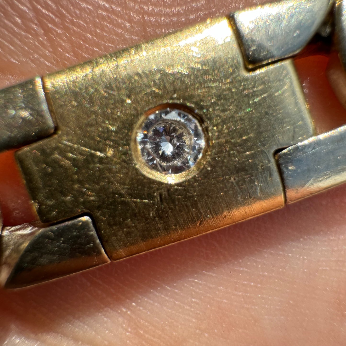 Vintage Solid 14k Two-Tone Heavyweight Fancy Link .75CTW Diamond Bracelet (8.25”)